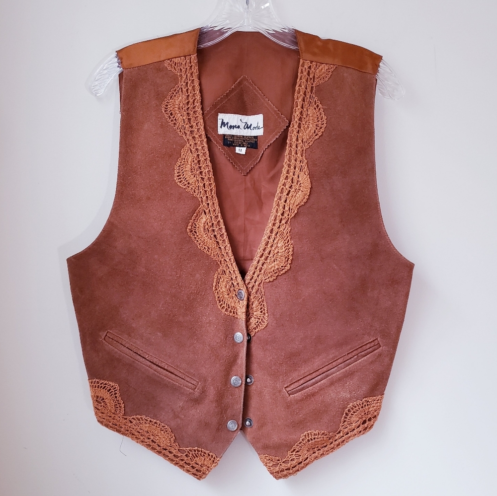 Vintage Mona Mode Tan Leather Vest - Picture 11 of 11